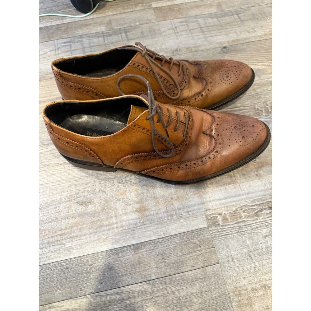 To Boot New York Mens Wingtip Oxford Brogue Italian Leather Tan Size 9